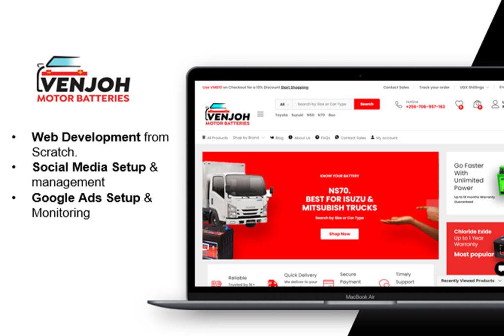 Venjoh Motor Batteries Web Development Project